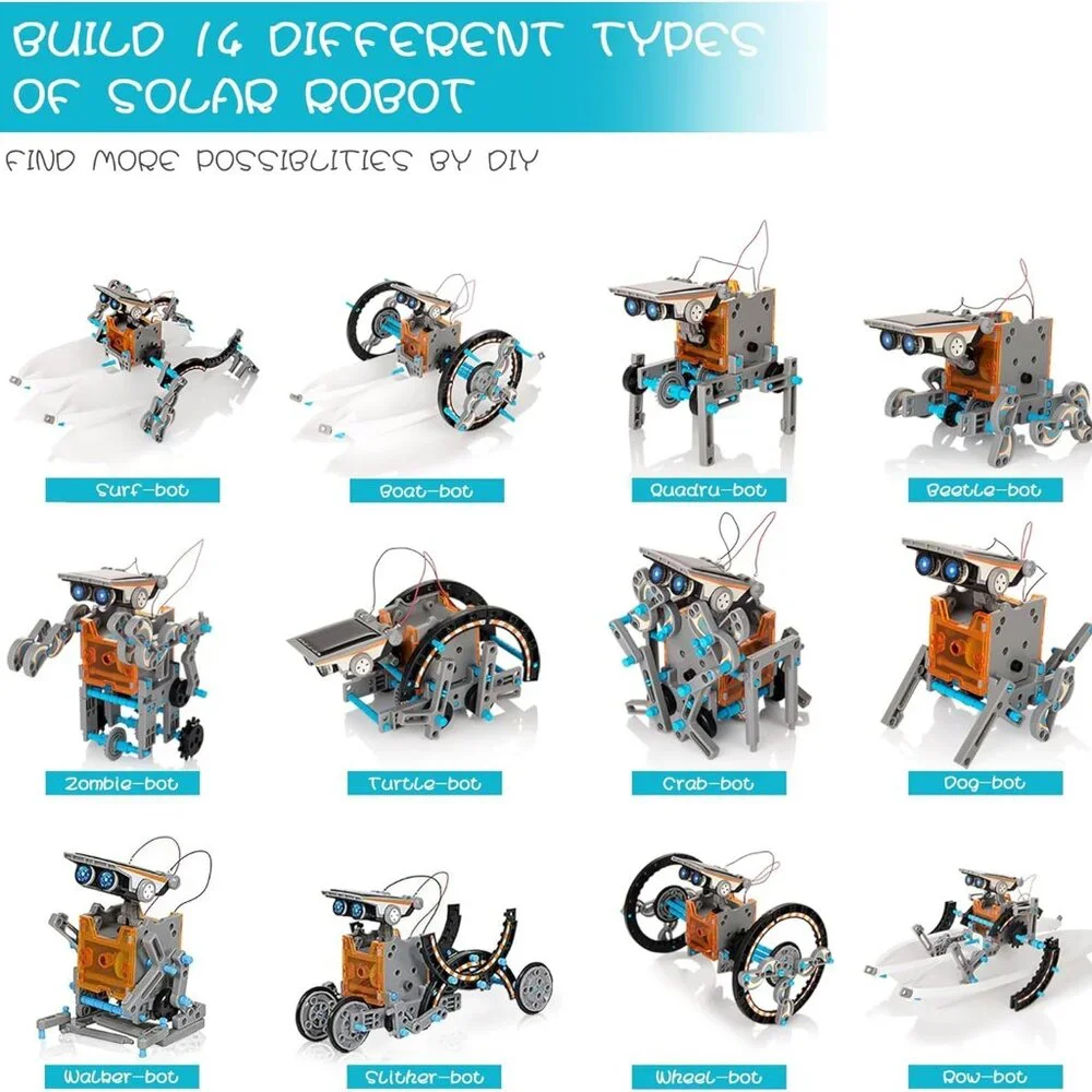 NEW 14-in-1 Solar Robot Kit Stem Projects Educational Science Toy Solar Power Bu